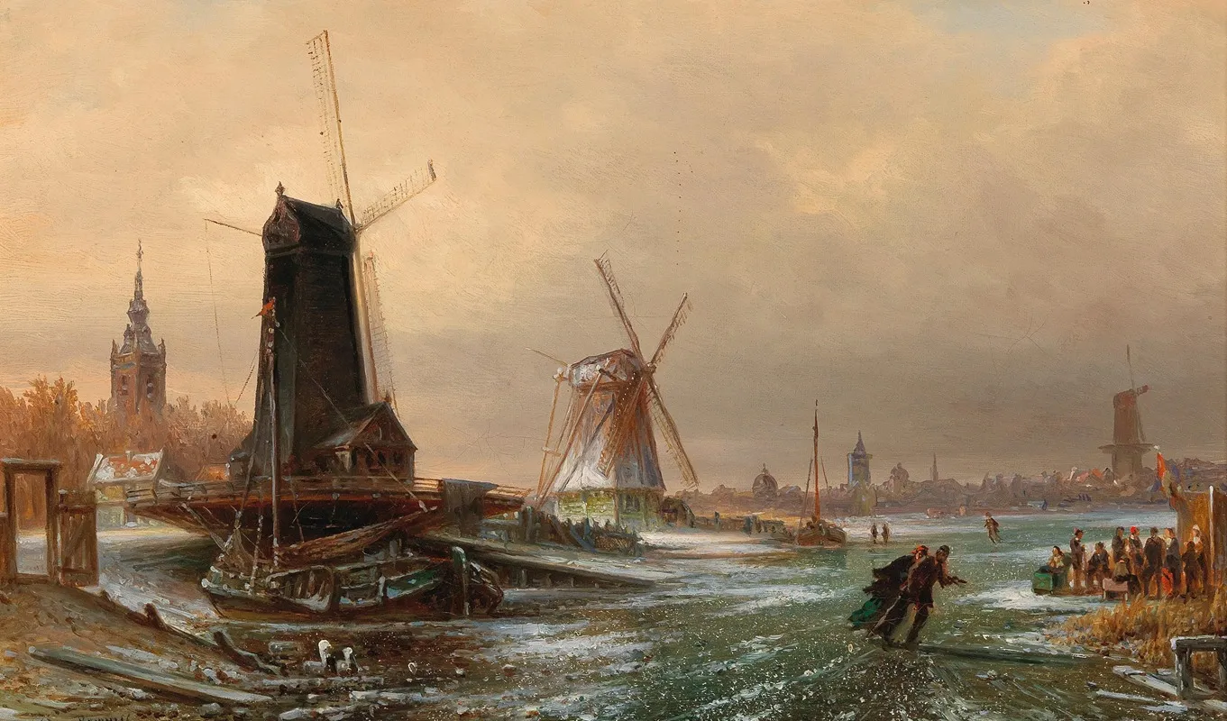 Dutch Sawmill Water Mill And Flour Mill Near Amsterdam by Elias Pieter van Bommel - Canvas Print