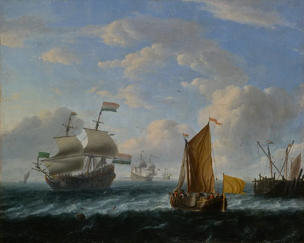Dutch Warships by Follower of Ludolf Backhuysen - Canvas Print