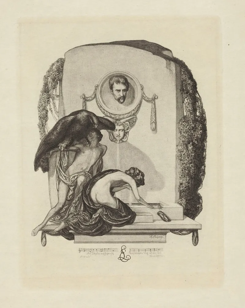 E L Musikexlibris by Franz von Bayros - Canvas Print