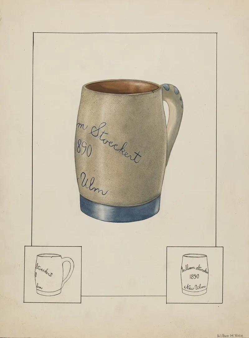Earthenware Beer Mug by Wilbur M Rice - Canvas Print