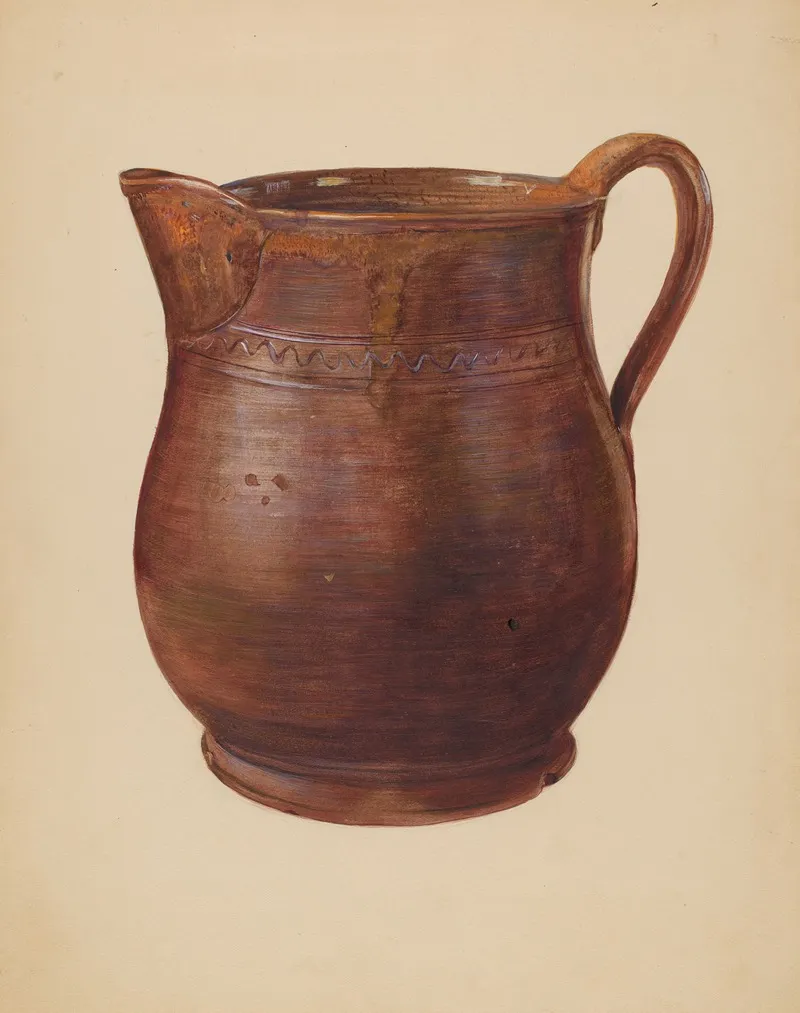 Earthenware Pitcher by Mina Lowry - Canvas Print
