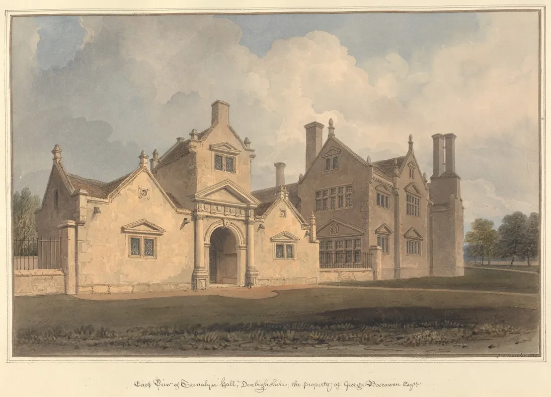 East View Of Trevalyn Hall Denbighshire The Property Of George Boscawen Esquire by John Buckler - Canvas Print