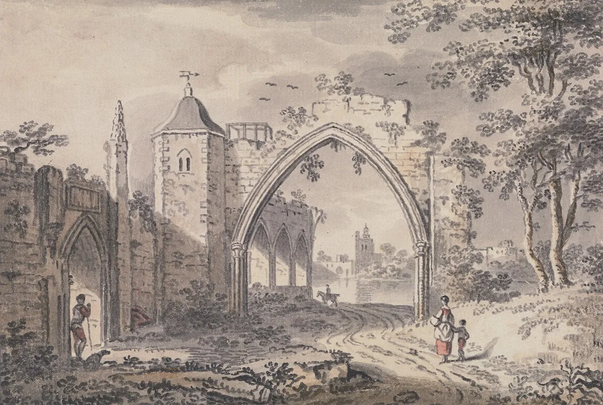 Ecclesiastical Ruins Beside The Thames by John Collet - Canvas Print