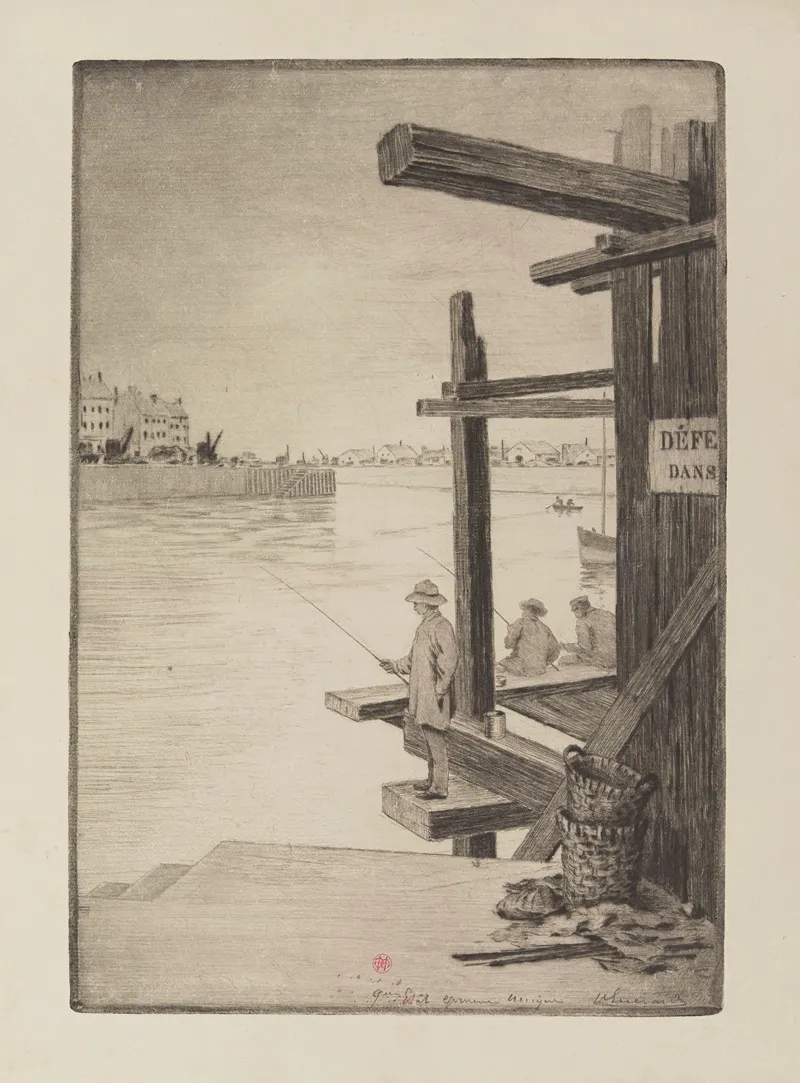 Echafaudages Dans La Cale Au Pollet Dieppe by Henri-Charles Guérard - Canvas Print