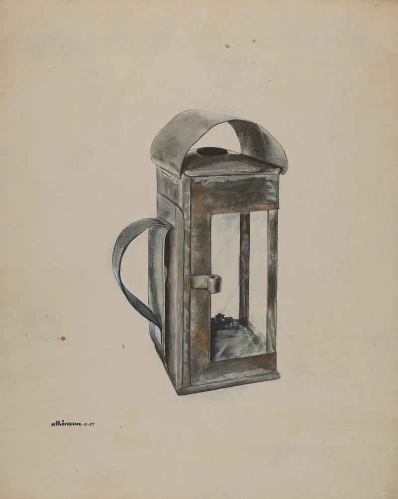 Economy Square Oil Lantern by Ralph Atkinson - Canvas Print