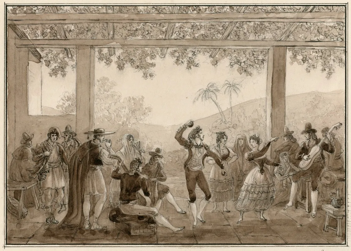 Een Groep Spanjaarden Danst De Fandango