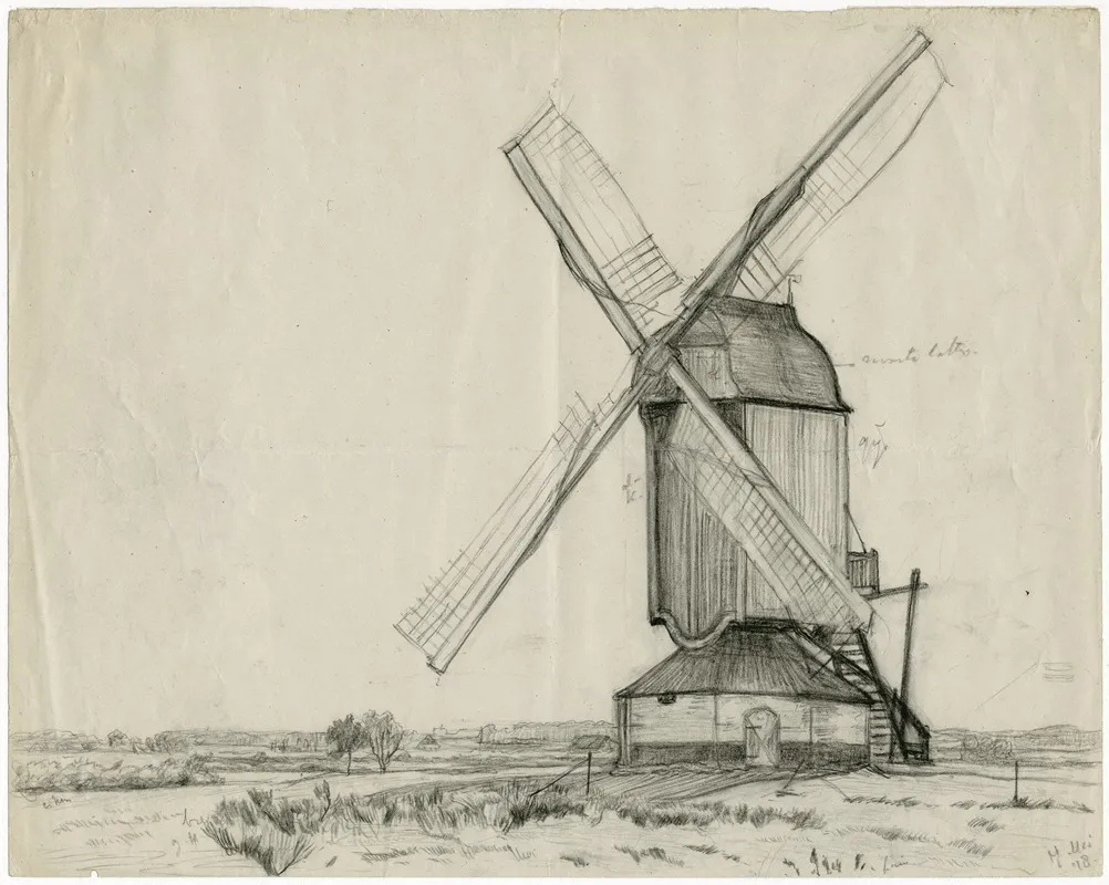 Een Standerdmolen In Een Vlakte