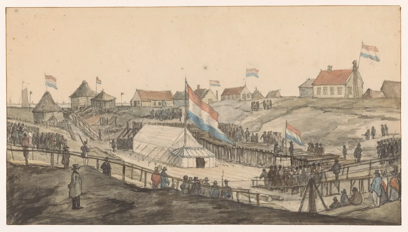Eerstesteenlegging Voor De Willemssluis 1820 by Gerrit Lamberts - Canvas Print