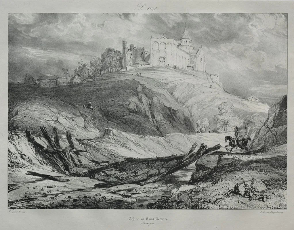 Eglise De St Nectaire by Eugène Isabey - Canvas Print