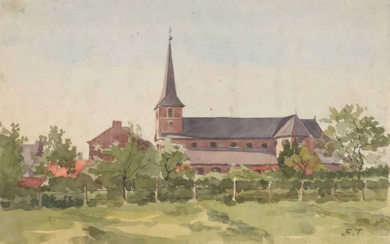 Eglise De Village Vue Sur Son Flanc Droit Derriere Une Haie Cloturee Pre A Lavant Plan