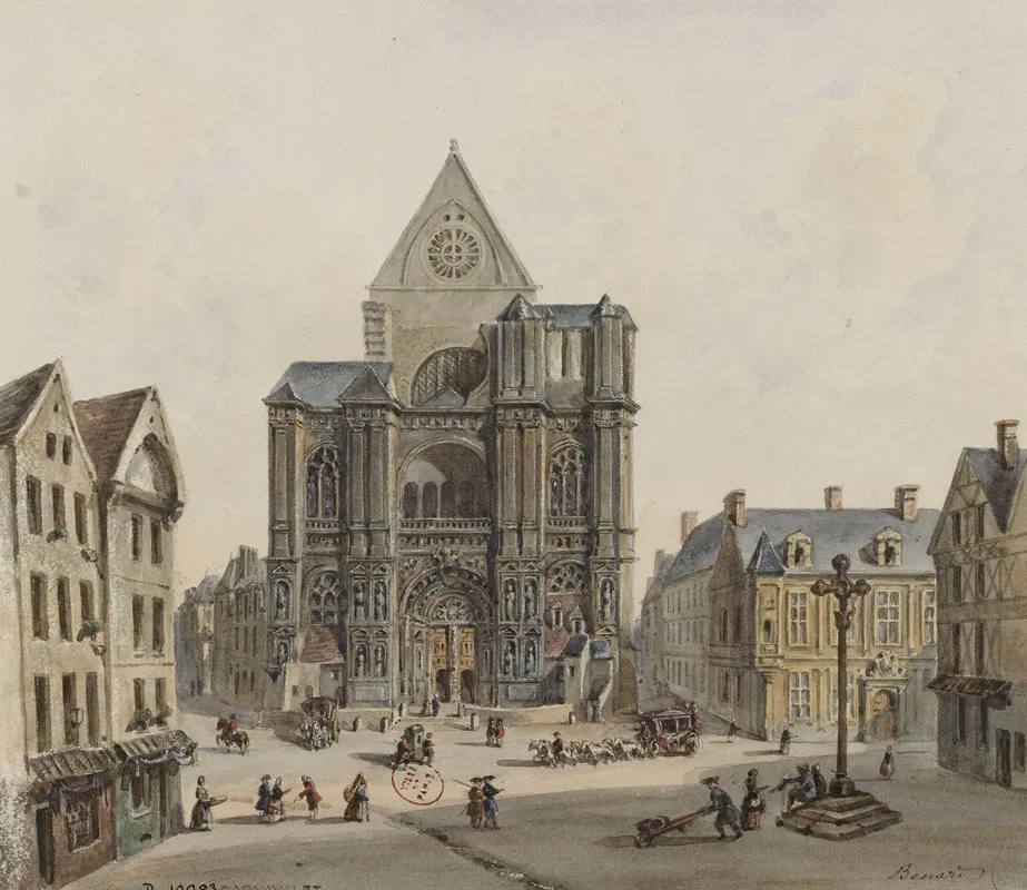 Eglise Saint Eustache by Auguste-Sébastien Bénard - Canvas Print