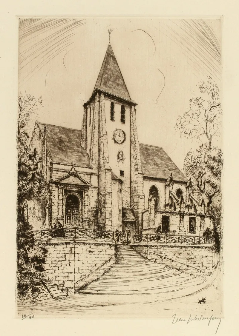 Eglise St Germain De Charonne by Jean-Jules Dufour - Canvas Print