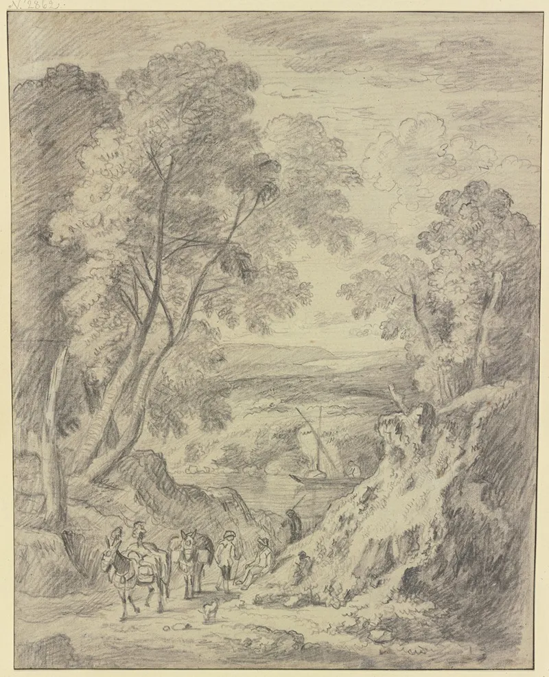 Ein Hohlweg Nach Einem Flusse Gehend Vorn Maultiertreiber by Nicolaus Huysmann - Canvas Print