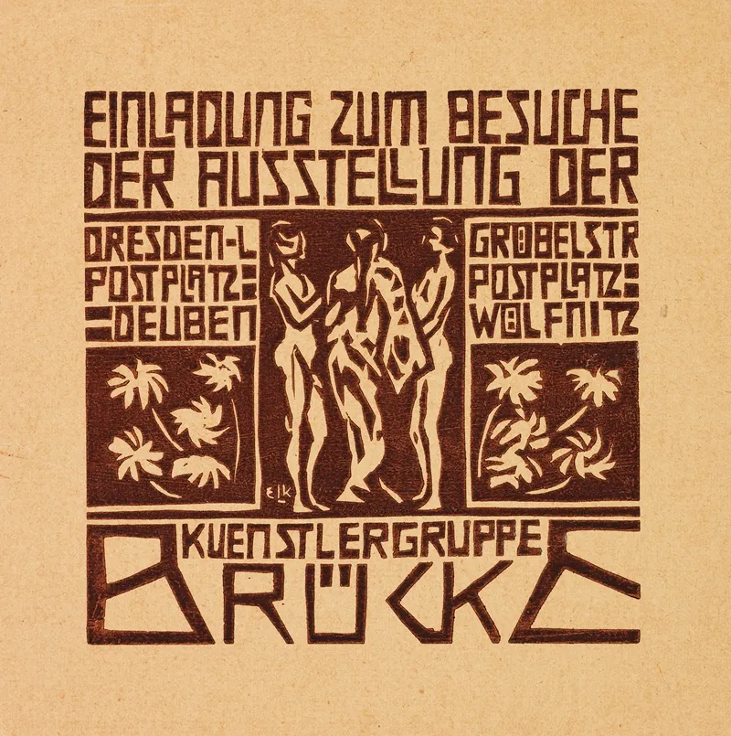 Einladung Zur Ausstellung Der Kunstlergruppe Brucke