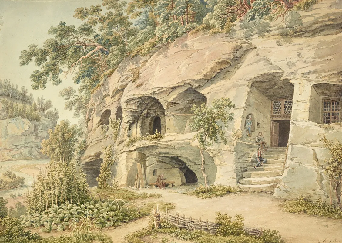 Einsiedelei St Magdalena Bei Fribourg by Gabriel Lory the older - Canvas Print