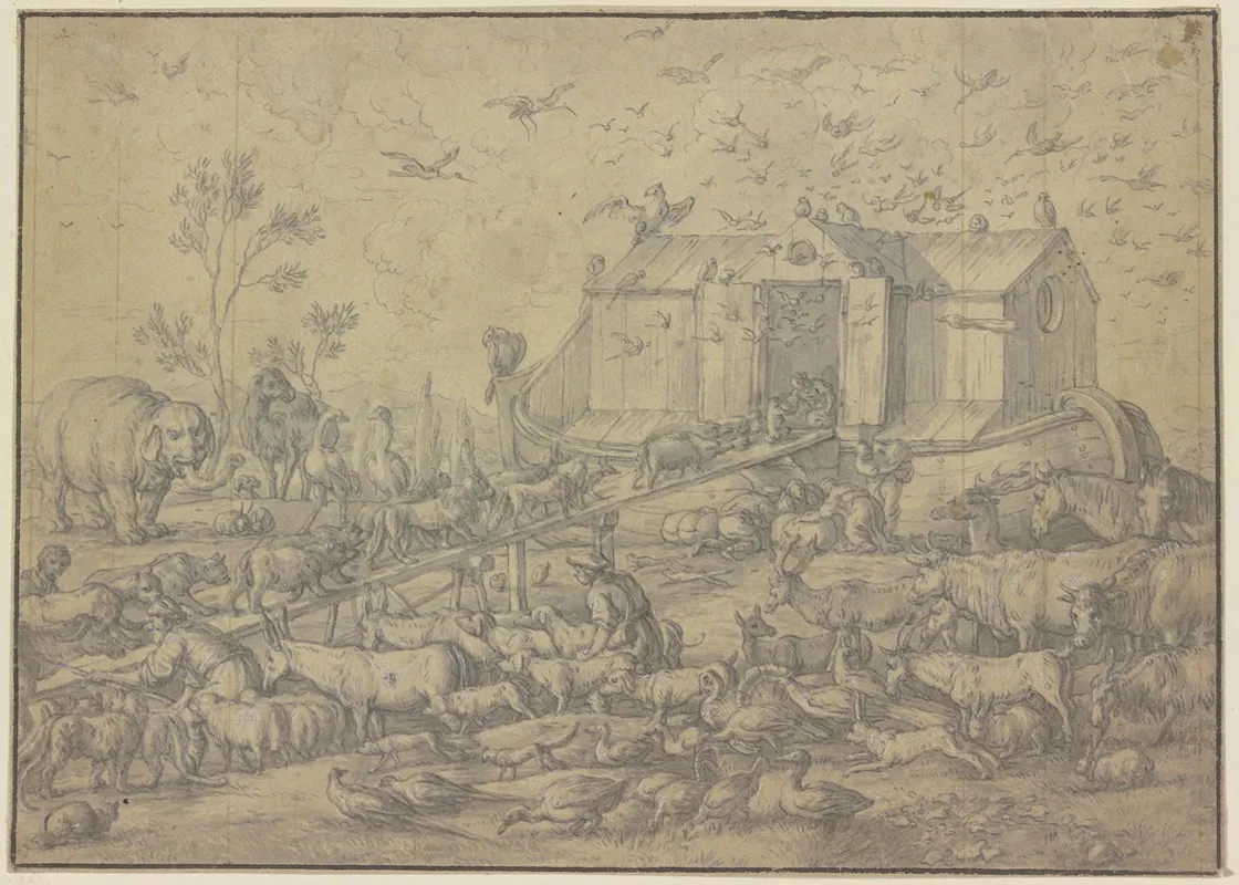 Einzug Der Tiere In Die Arche Noah by Jonas Umbach - Canvas Print