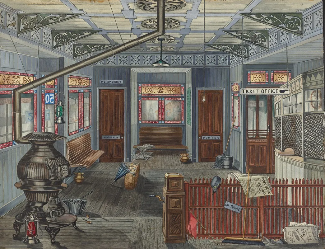 El Station Interior by Perkins Harnly - Canvas Print