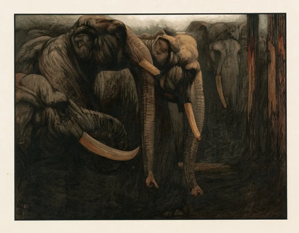 Elephant Dance 2 by Charles Maurice Detmold - Canvas Print