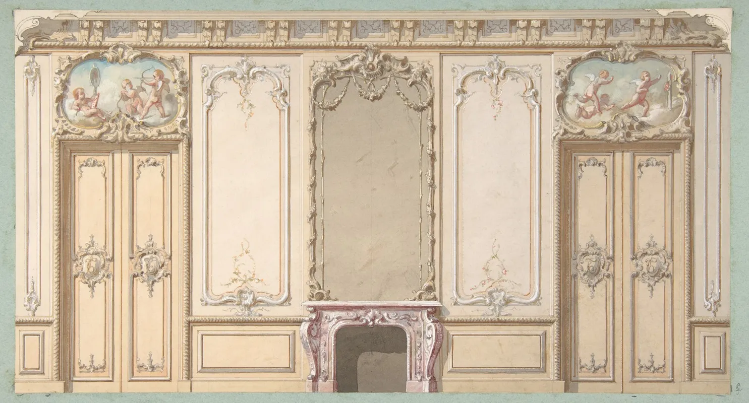 Elevation Of A Salon Decorated In Louis Xv Style