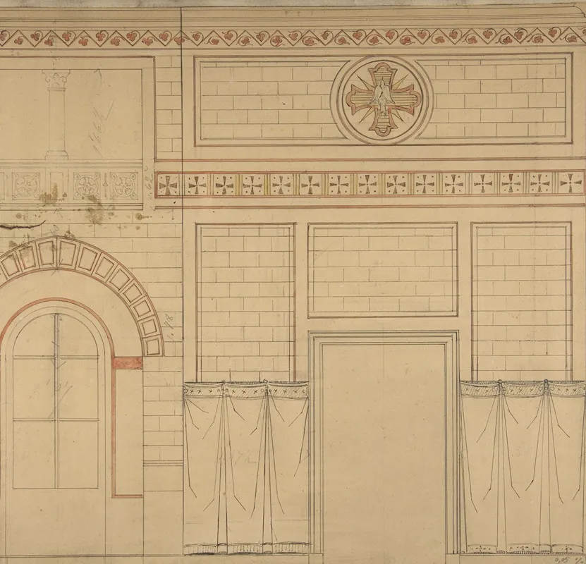 Elevation Of A Wall Decorated With The Dove Of The Holy Ghost