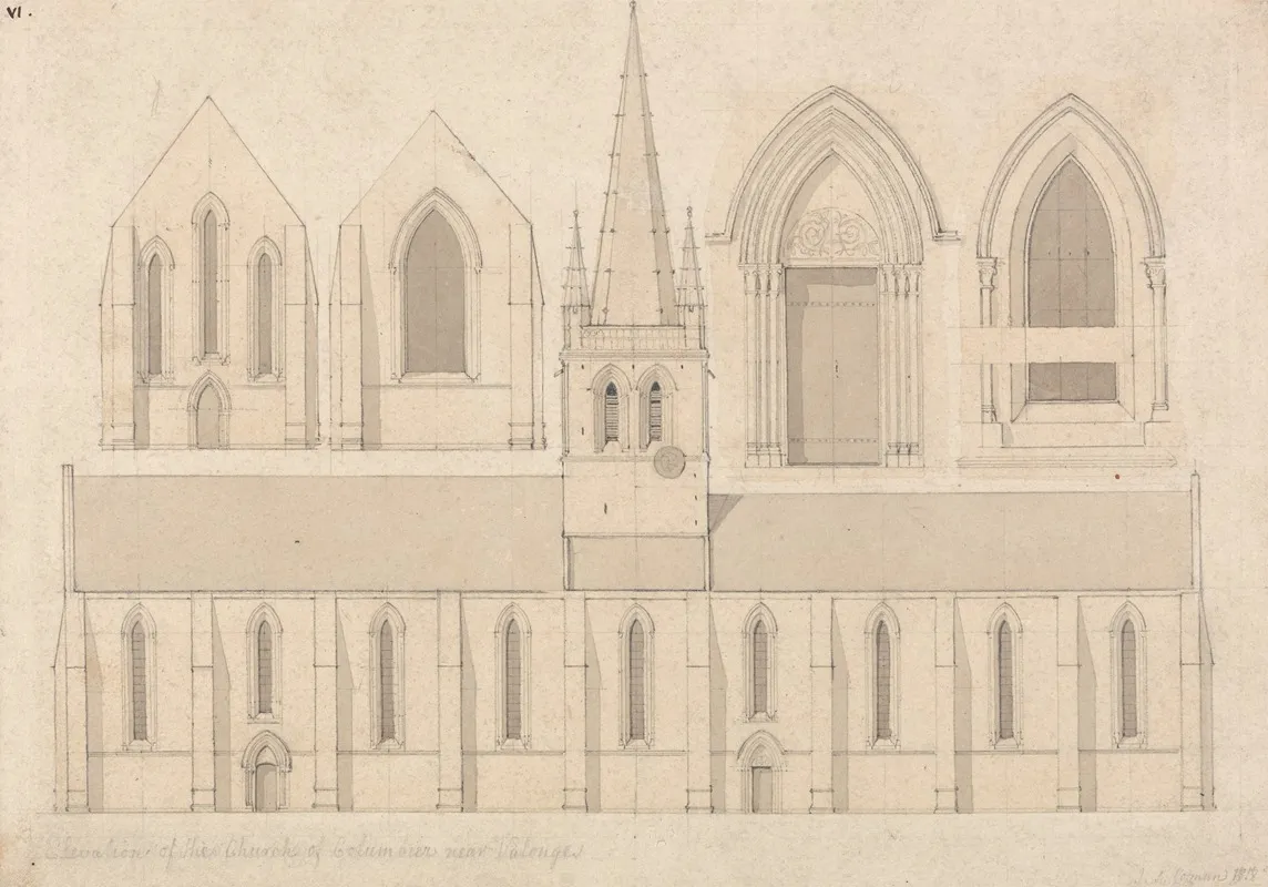 Elevation Of The Church Of Columbiers Near Valognes Normandy