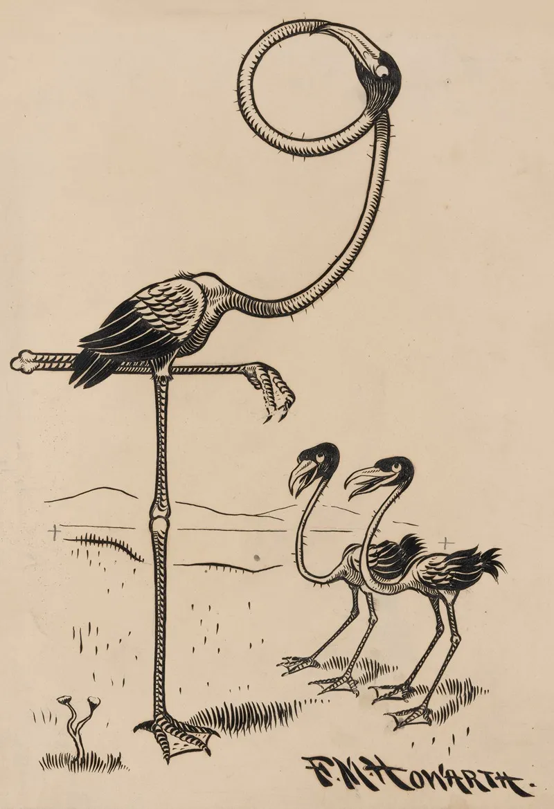 Eleven Comic Strip Frames Of Flamingo Shaping Figures With Its Long Neck Pl 11 by Franklin Morris Howarth - Canvas Print