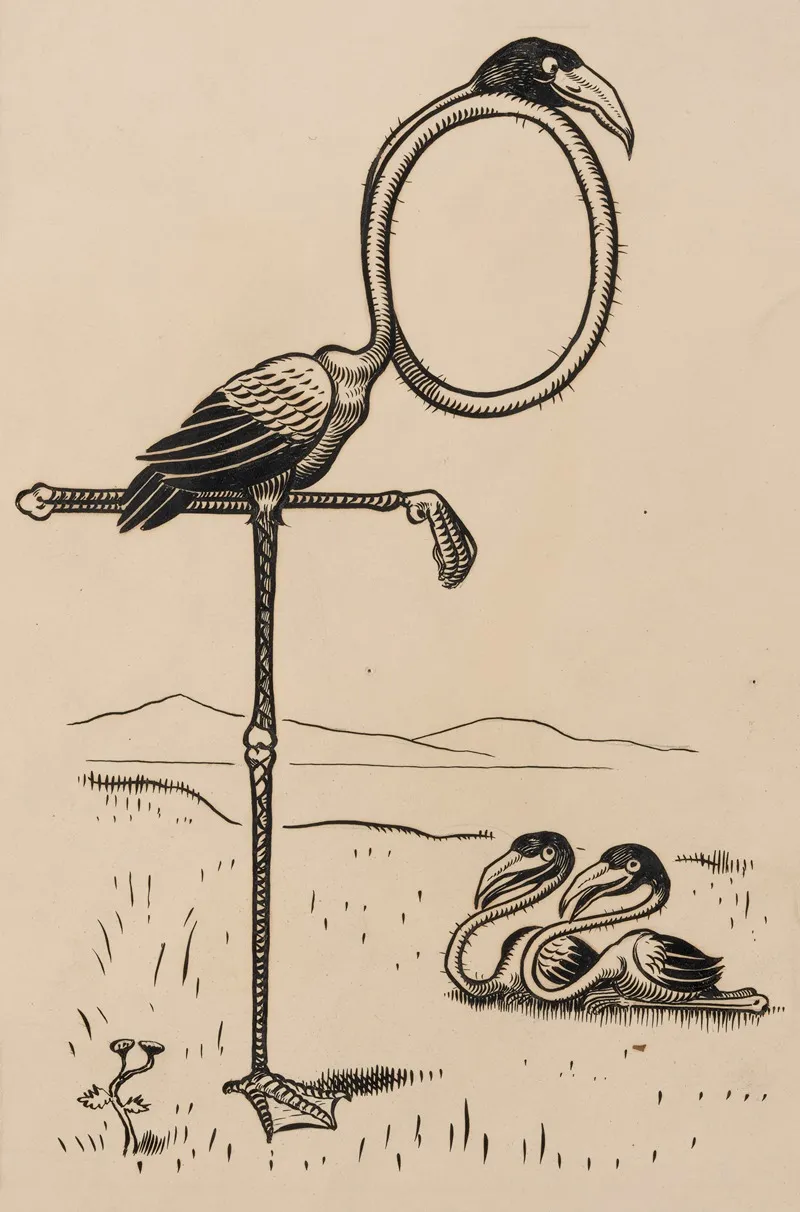 Eleven Comic Strip Frames Of Flamingo Shaping Figures With Its Long Neck Pl 2 by Franklin Morris Howarth - Canvas Print