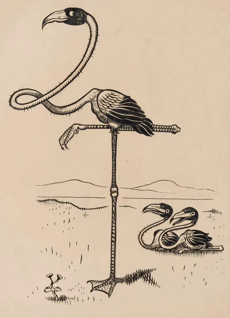 Eleven Comic Strip Frames Of Flamingo Shaping Figures With Its Long Neck Pl 4 by Franklin Morris Howarth - Canvas Print