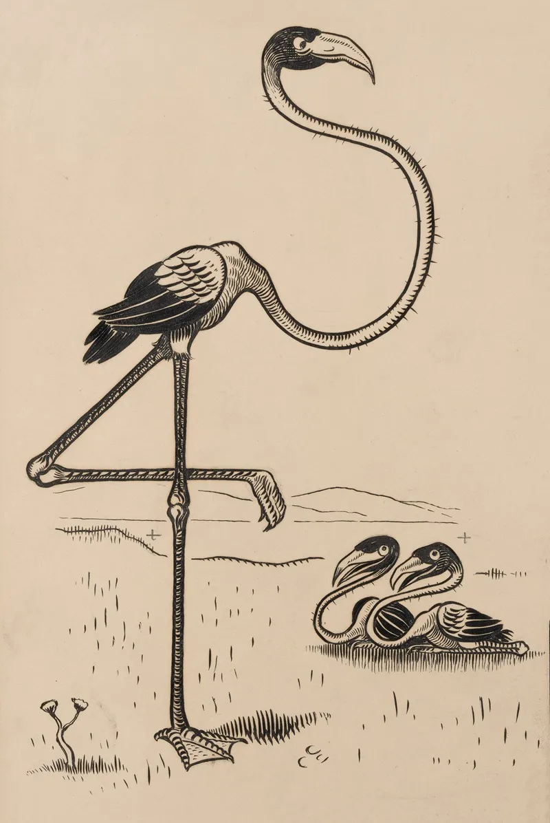 Eleven Comic Strip Frames Of Flamingo Shaping Figures With Its Long Neck Pl 6 by Franklin Morris Howarth - Canvas Print