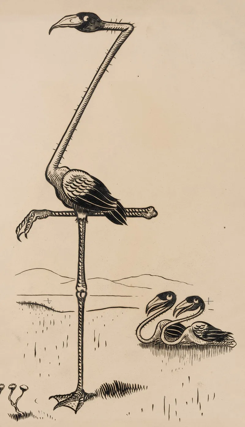 Eleven Comic Strip Frames Of Flamingo Shaping Figures With Its Long Neck Pl 9 by Franklin Morris Howarth - Canvas Print