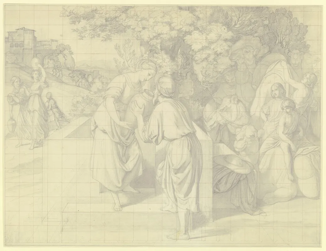 Elieser Und Rebekka Am Brunnen by Gustav Heinrich Naecke - Canvas Print
