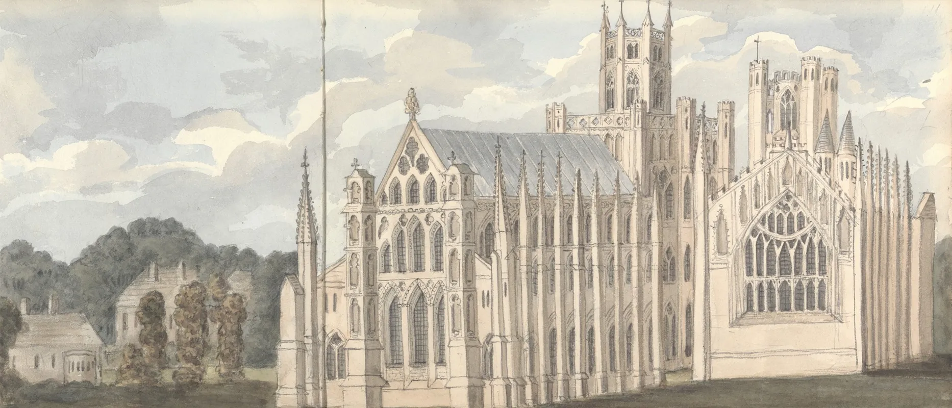 Ely Cathedral August 5 1824 by Anne Rushout - Canvas Print