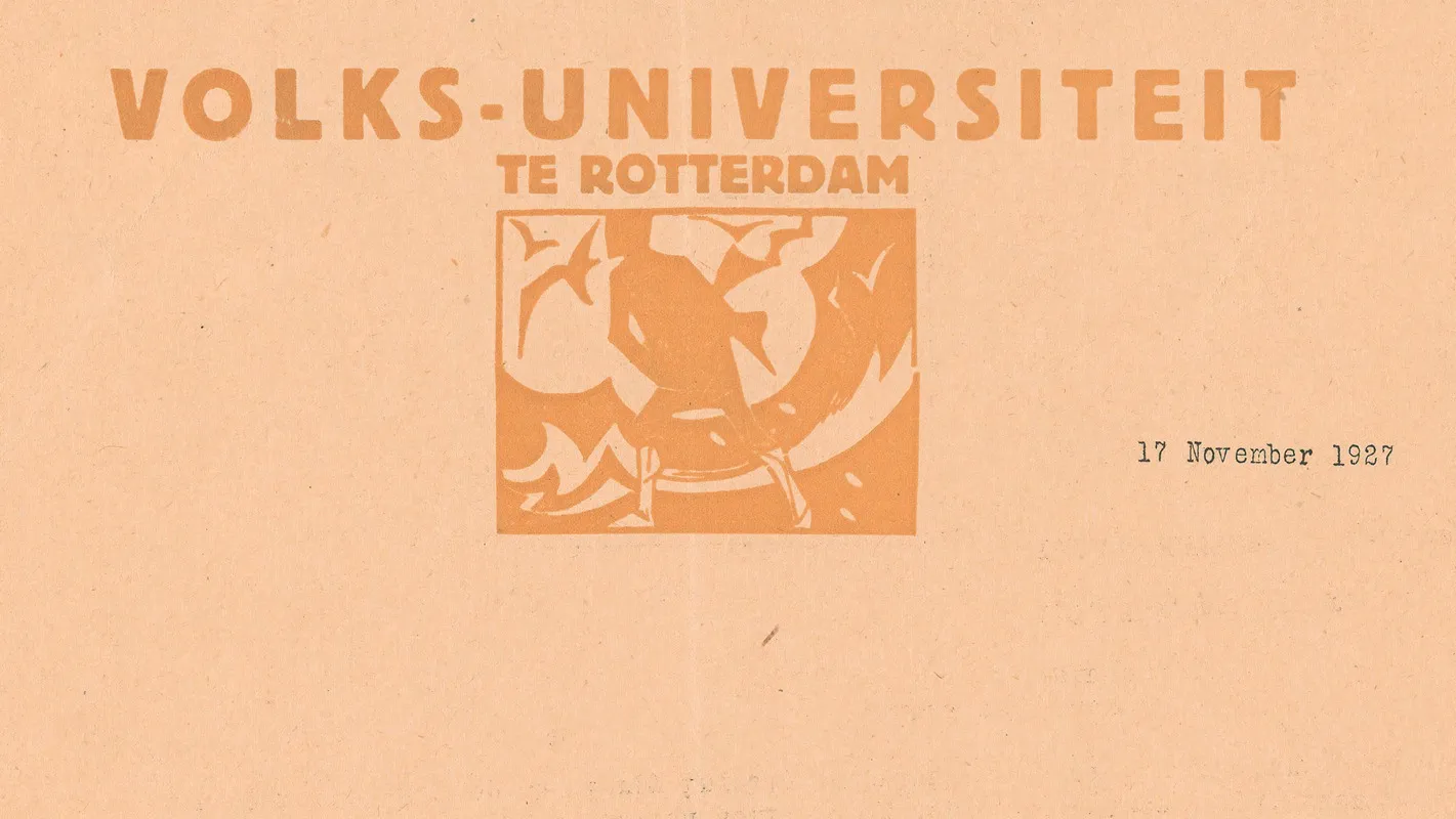Embleem Volksuniversiteit Te Rotterdam