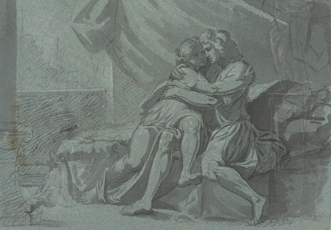 Embracing Lovers In Classical Dress A Woman In Classical Dress Looking Up