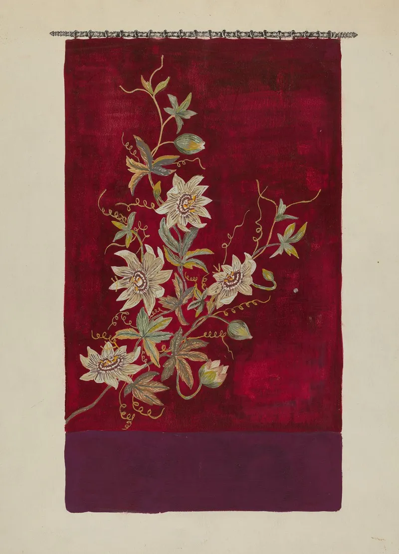 Embroidered Banner by Evelyn Bailey - Canvas Print