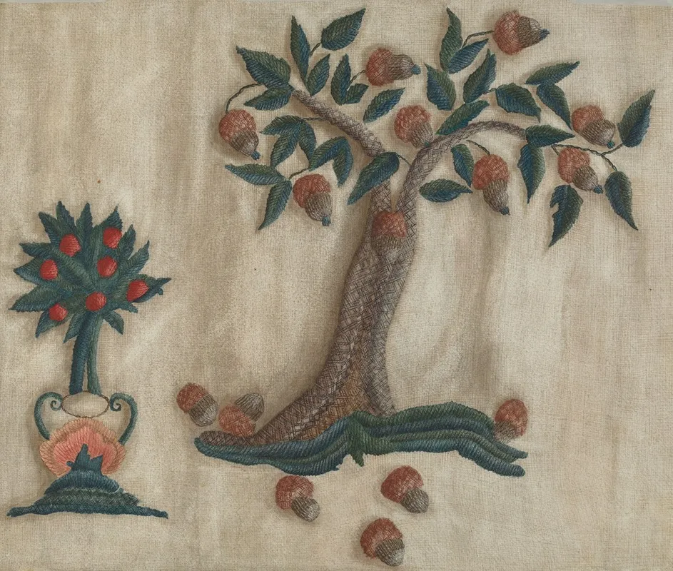 Embroidered Bed Hanging by Mildred E. Bent - Canvas Print