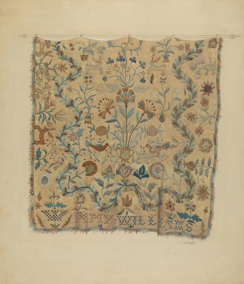 Embroidered Coverlet 2 by Jules Lefevere - Canvas Print