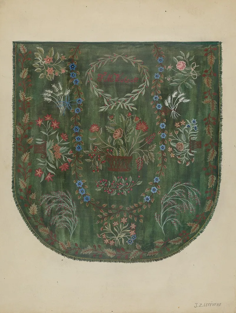 Embroidered Coverlet by Jules Lefevere - Canvas Print