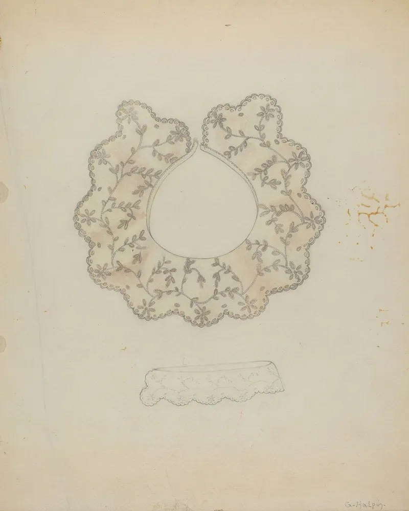 Embroidered Linen Collar 6 by Grace Halpin - Canvas Print