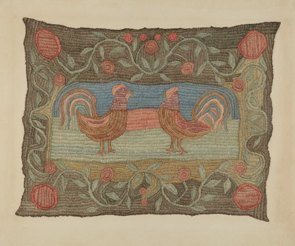 Embroidered Rug by Dorothy Lacey - Canvas Print