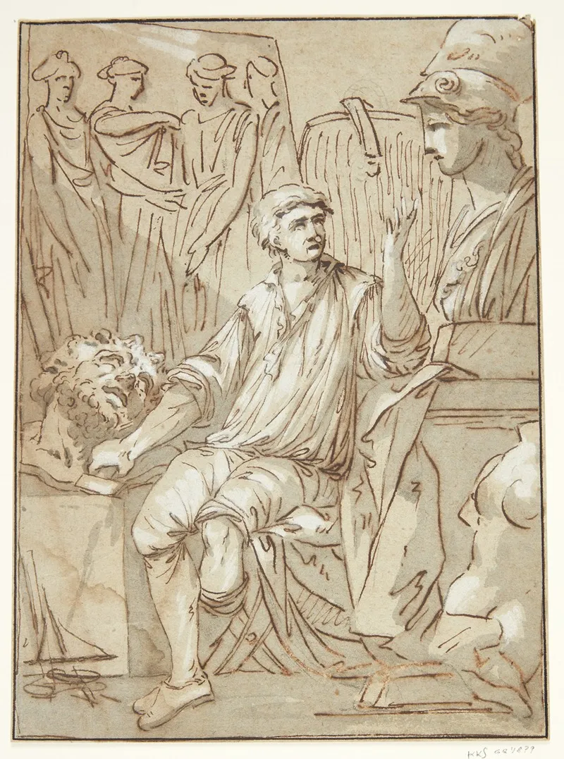 En Billedhugger I Sit Vaerksted by François Perrier - Canvas Print