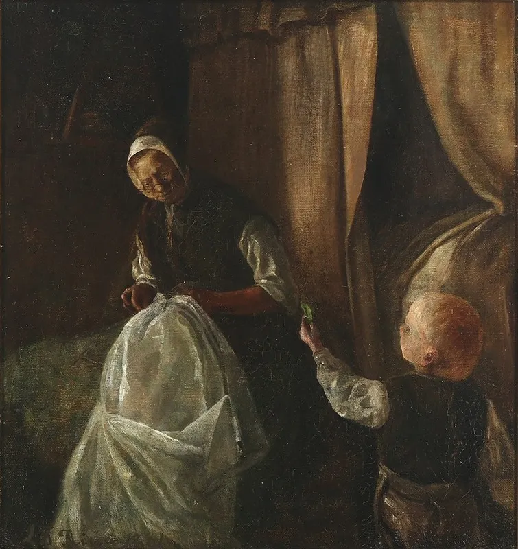 En Dreng Raekker Sin Bedstemor En Gron Aert