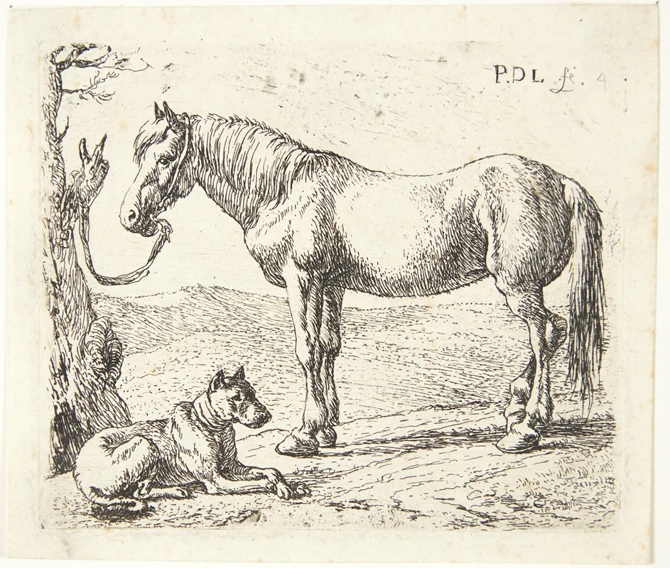 En Hest Og En Hund by Pieter van Laer - Canvas Print