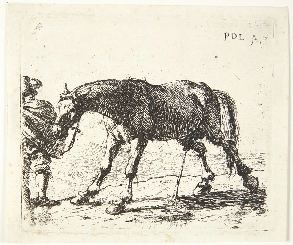 En Pissende Hest by Pieter van Laer - Canvas Print