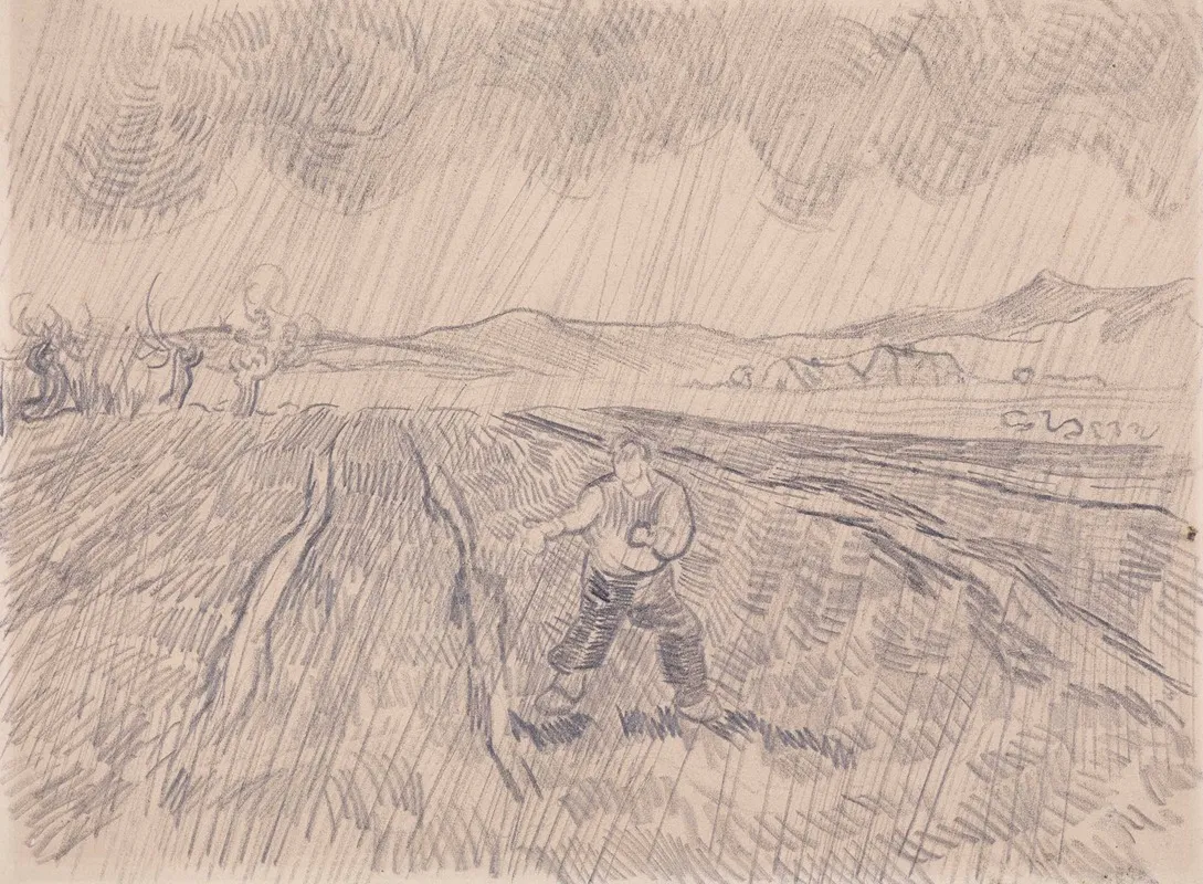 Enclosed Field With A Sower In The Rain