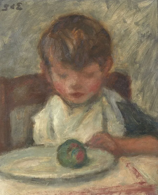Enfant A La Pomme by Georges d'Espagnat - Canvas Print