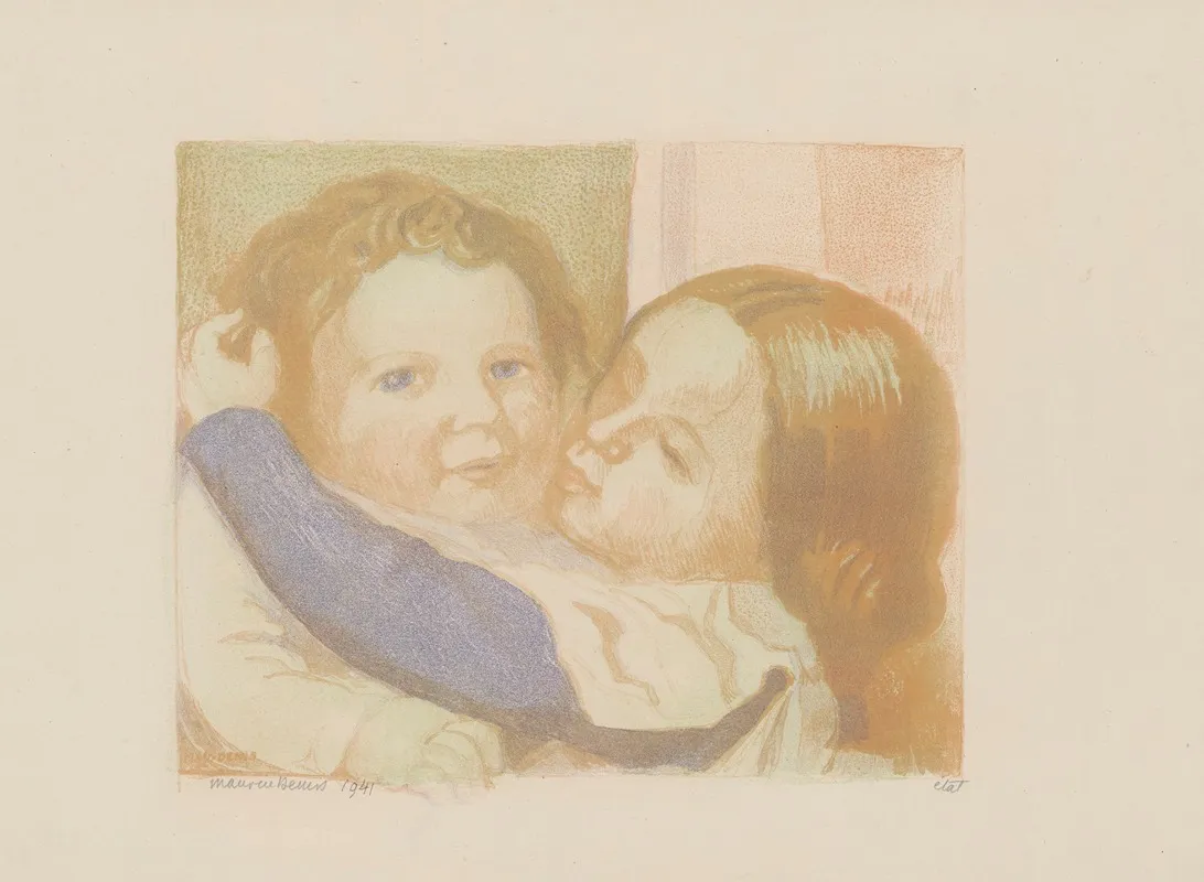 Enfants Sembrassant Claire Et Paul