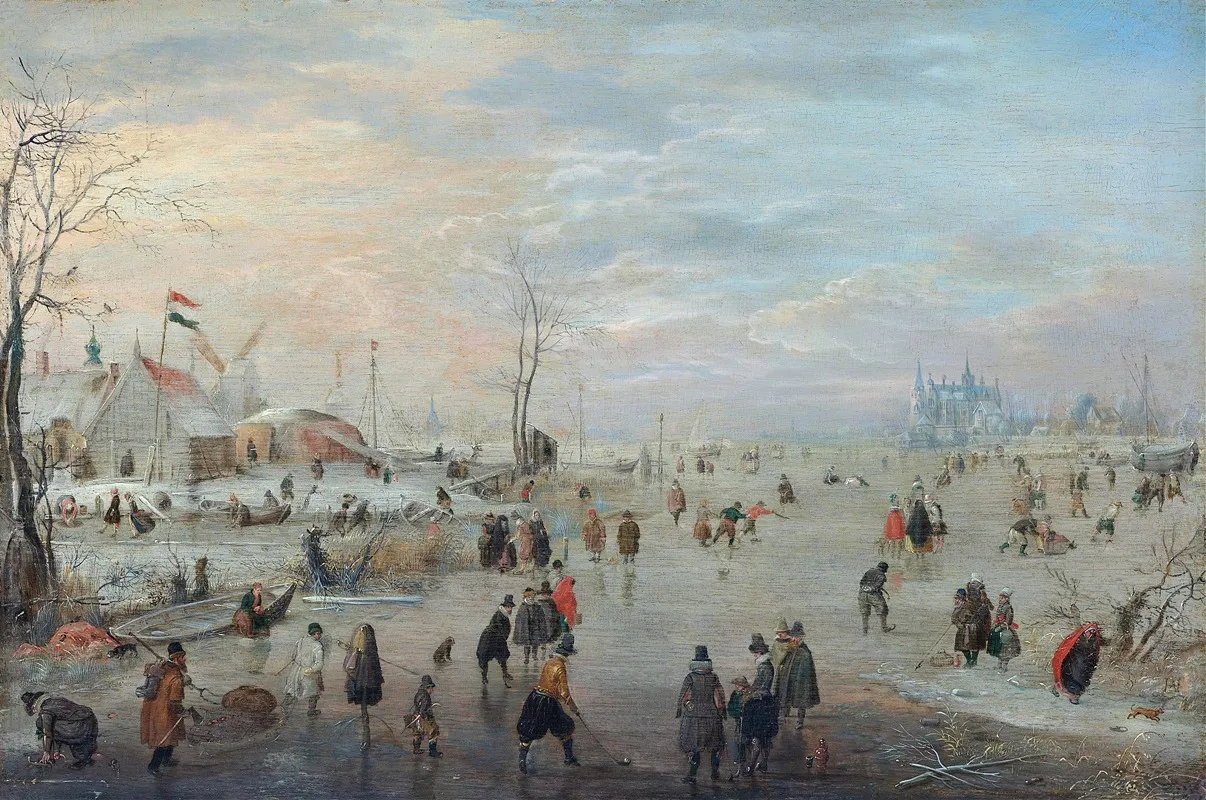 Enjoying The Ice by Hendrick Avercamp - Canvas Print