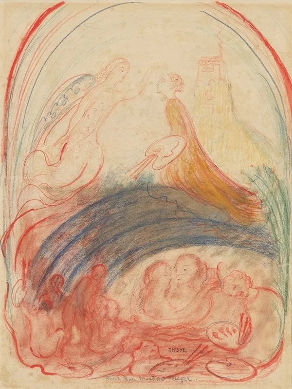 Ensor En Zijn Muze by James Ensor - Canvas Print