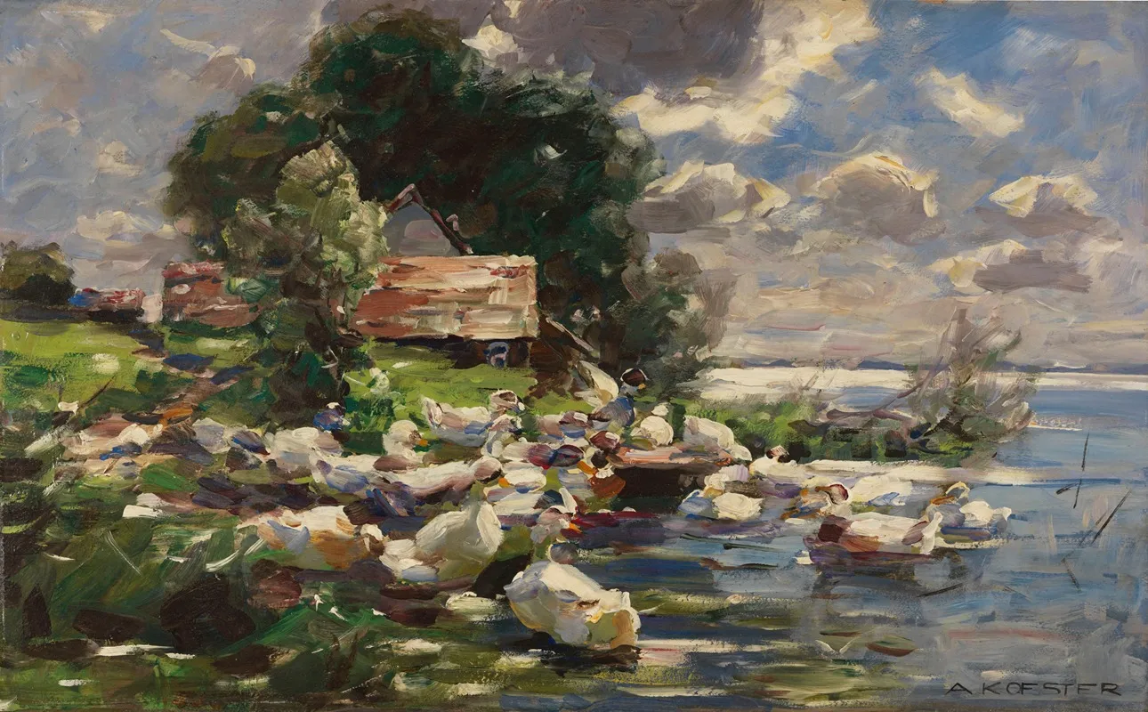Enten Am See by Alexander Koester - Canvas Print
